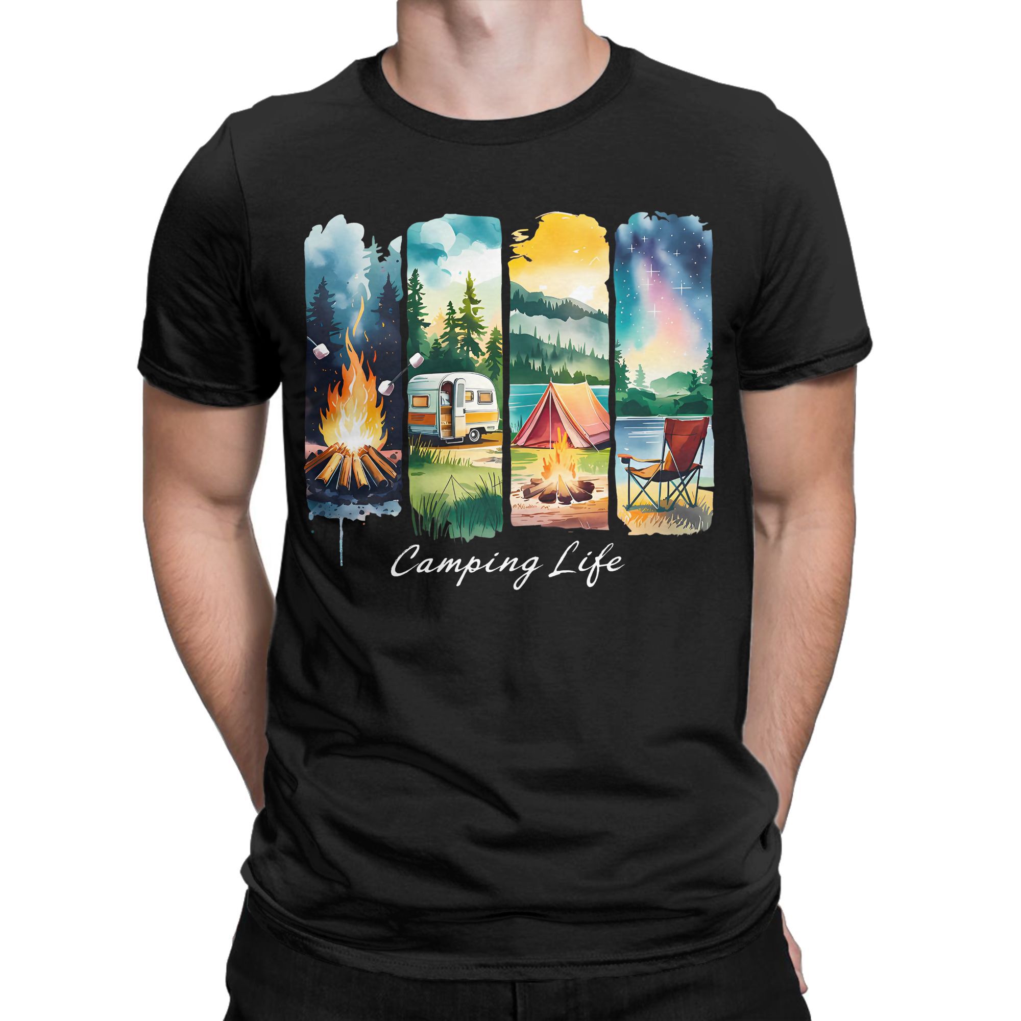 Outdoor Adventure Rv - Camiseta Camping Life, tienda RV, fogata,