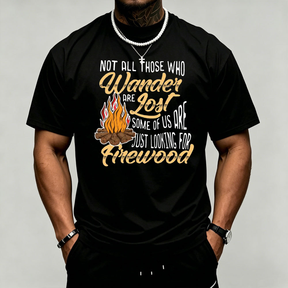 Outdoor Adventure Quotes Short - Camiseta gráfica Amping Campfire para hombre,
