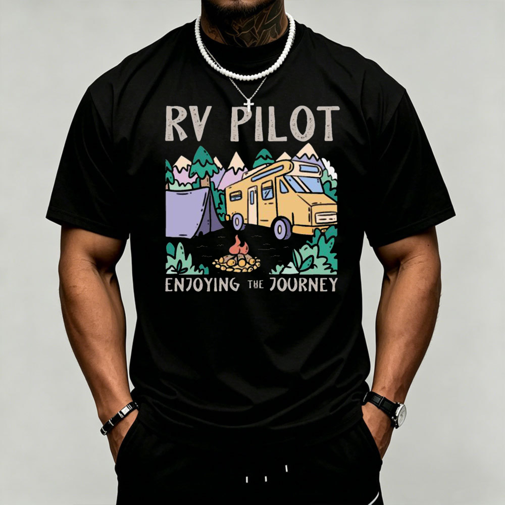 Outdoor Adventure Quotes Short - Camiseta con estampado gráfico de RV